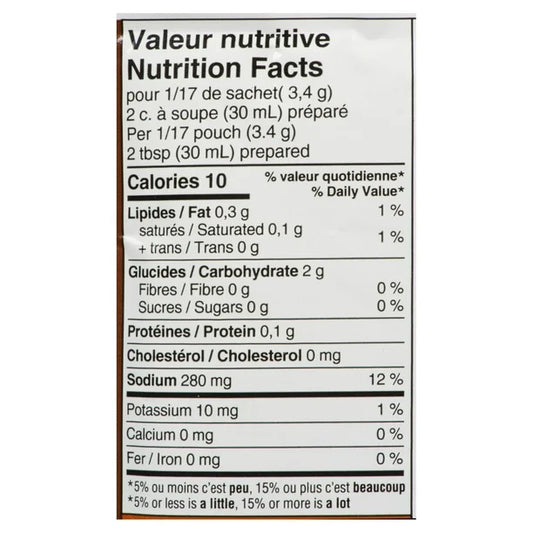 Nutrition facts label for a product on a white background