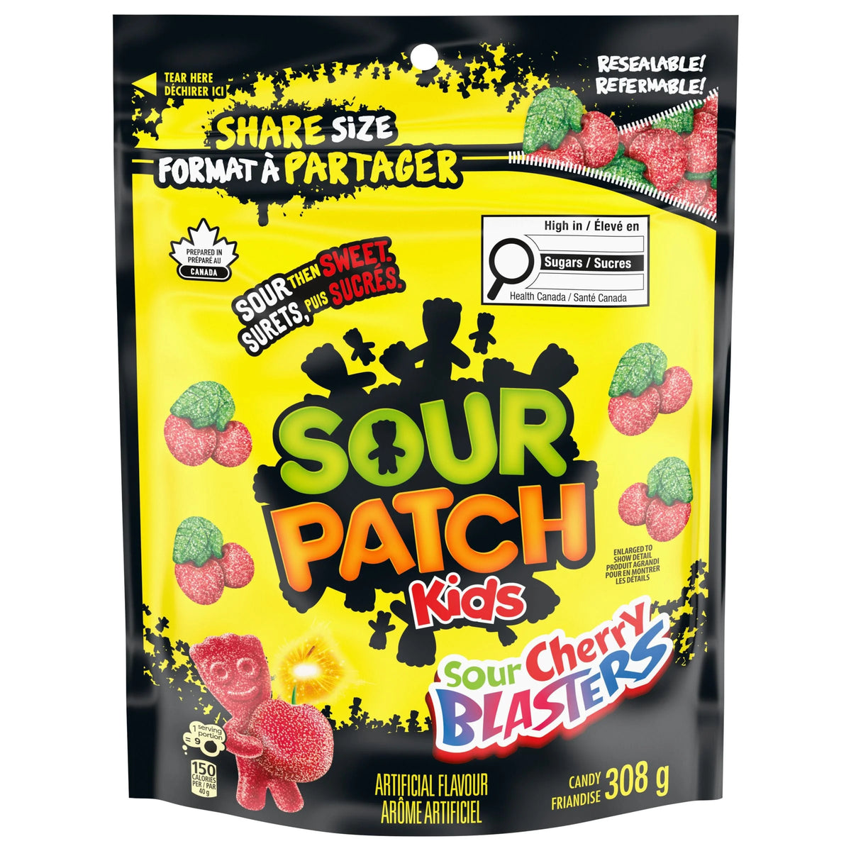 Bonbons Gommeux Cerise Acidulée Sour Patch Kids Blasters (308G)