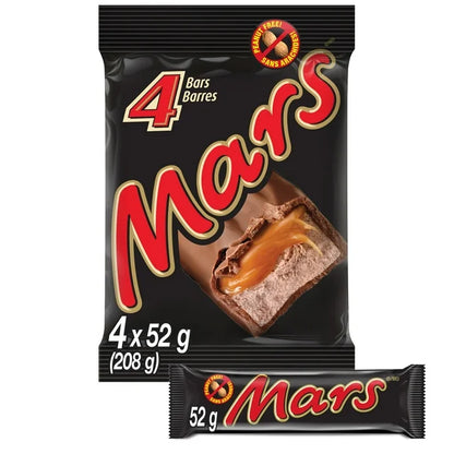 Barres de chocolat Mars, paquet de 4 (4 x 52 g)