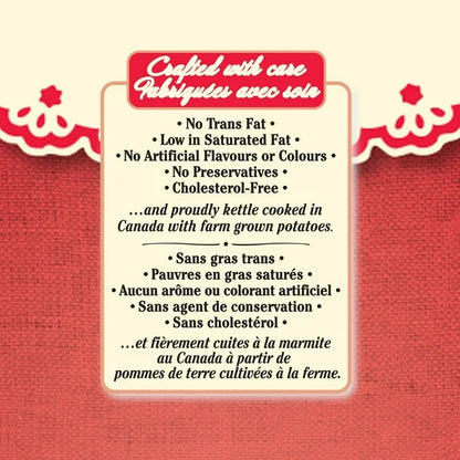 Product label with health claims on a red background