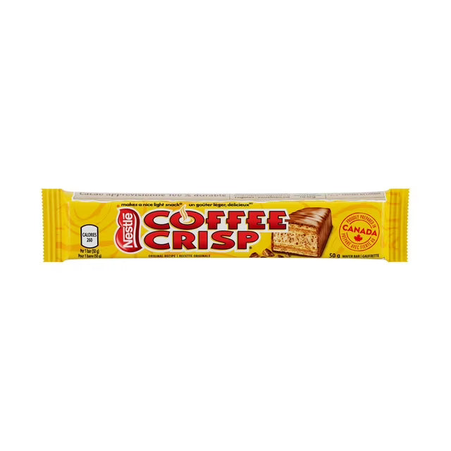 Nestle Coffee Crisp package on a white background