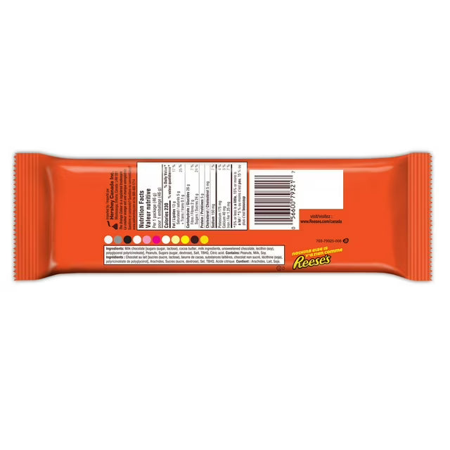 Orange Reese's candy bar wrapper with label on a white background