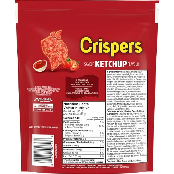 Crispers Saveur Ketchup Croustilles 12 Paquets (12 x 145g)