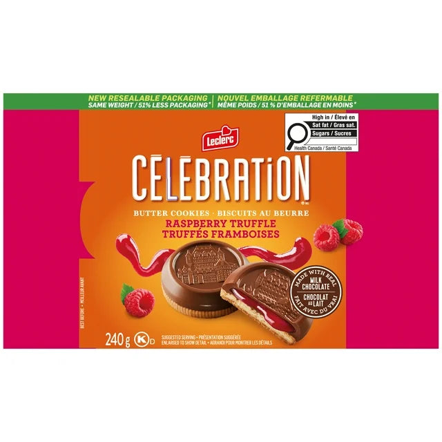Biscuits au Chocolat au Lait et Framboise Célébration Leclerc (240G)