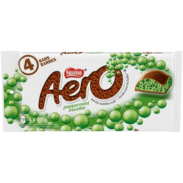 Nestle Aero peppermint chocolate bar packaging on a white background