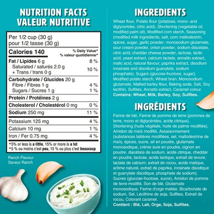 Nutrition facts and ingredients list for a product on a blue background