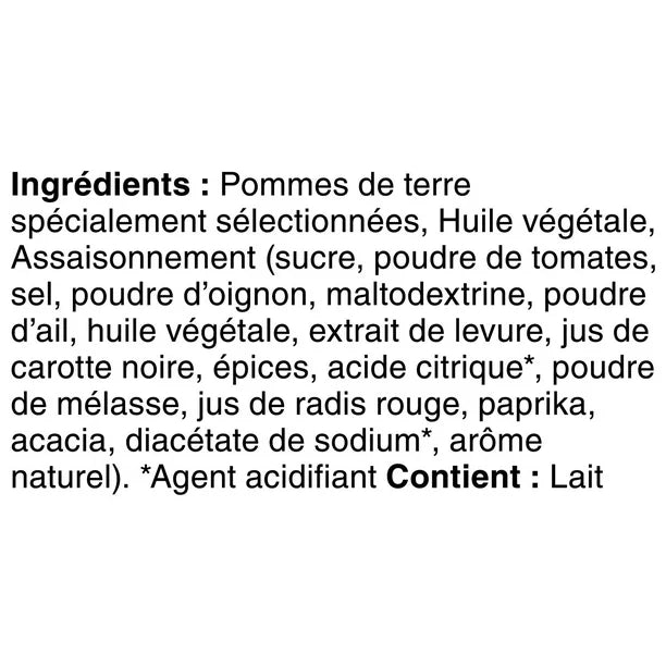 List of ingredients in French on a white background