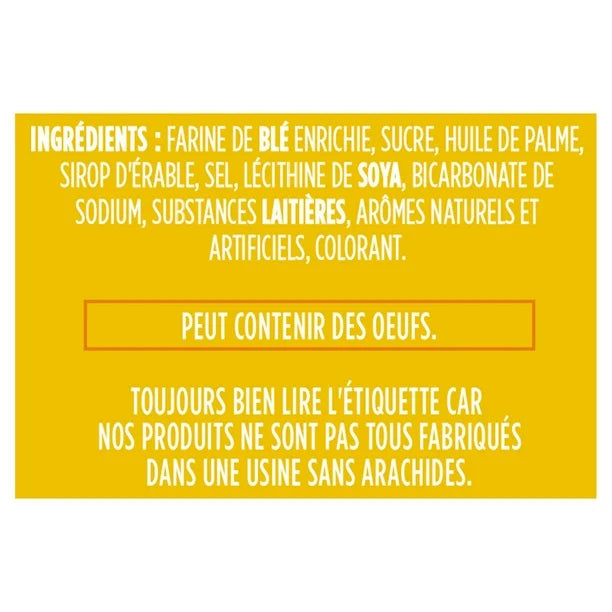 Yellow ingredient label with white text on a white background