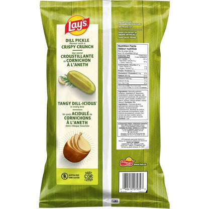 Lay's Dill Pickle Crispy Crunch packaging on a white background