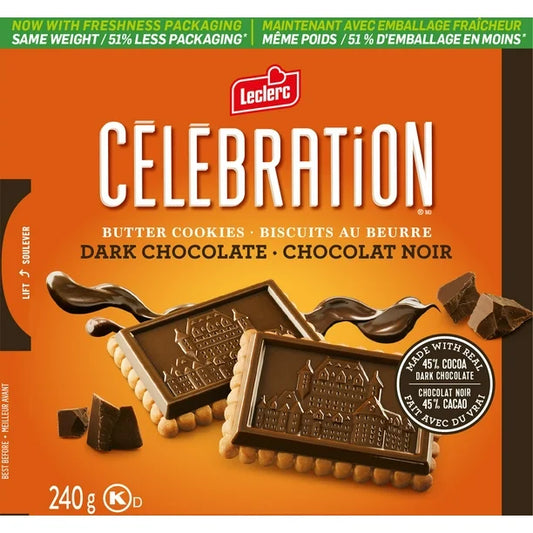 Biscuits au beurre au chocolat noir Leclerc Célébration 240G