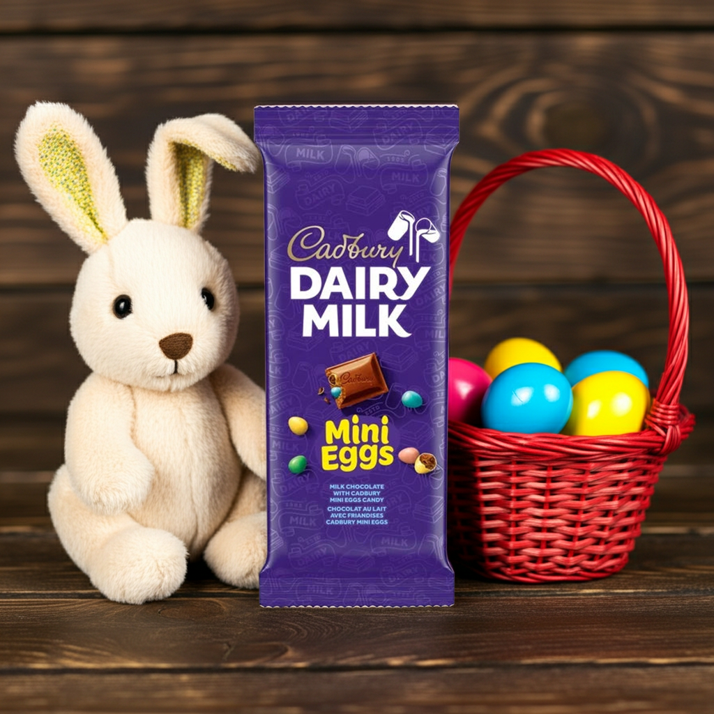 Barre de chocolat pleine grandeur Cadbury Dairy Milk avec Mini Eggs (90g)