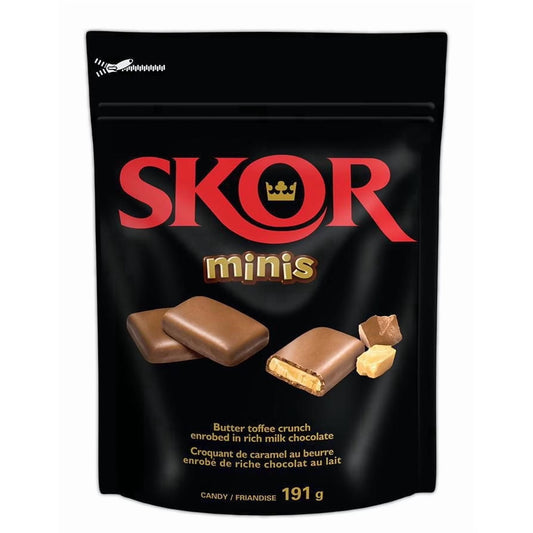 SKOR minis chocolate package with black background