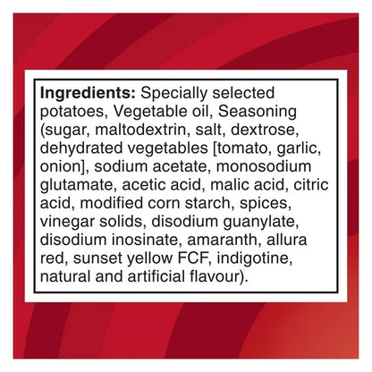 List of ingredients on a red background
