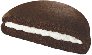 Chocolate cookie with white cream filling on a white background