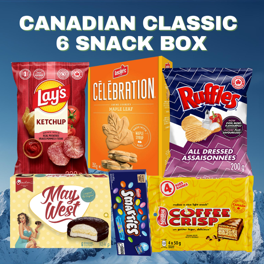 Assortiment de 6 collations classiques canadiennes format familial (1 kg / 2,2 lb)