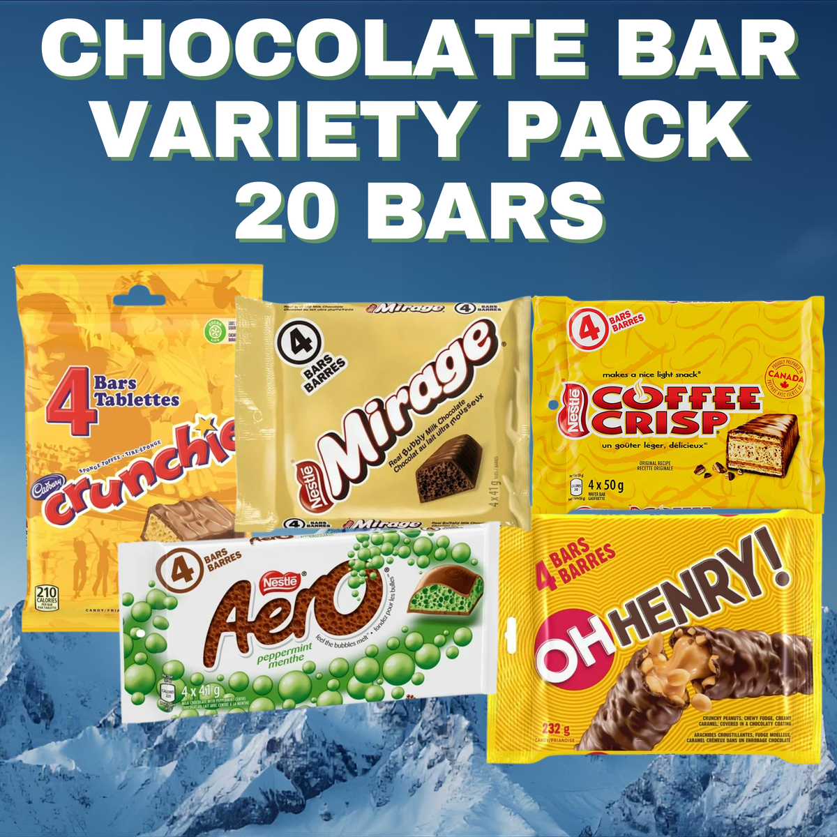 Lot de barres chocolatées variées (20 barres format standard) (708g / 1,5lb)