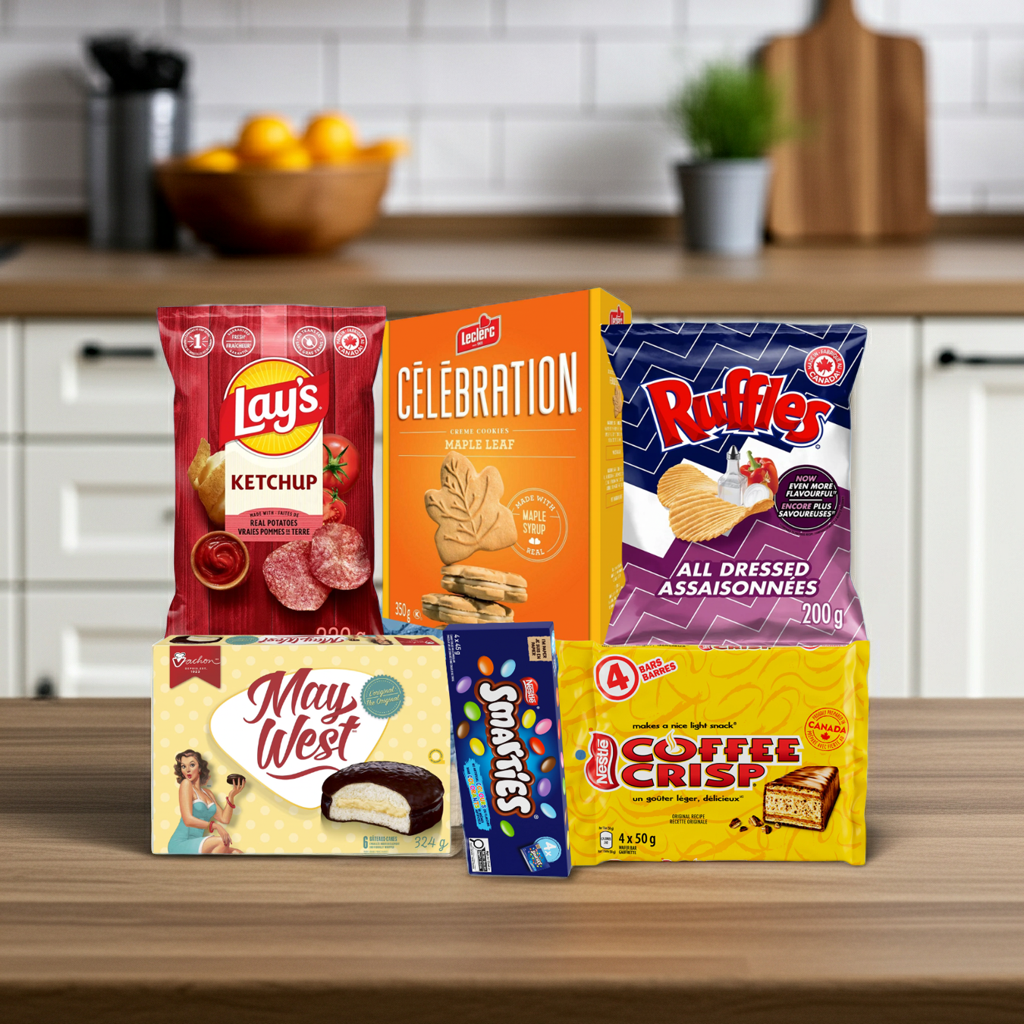 Assortiment de 6 collations classiques canadiennes format familial (1 kg / 2,2 lb)