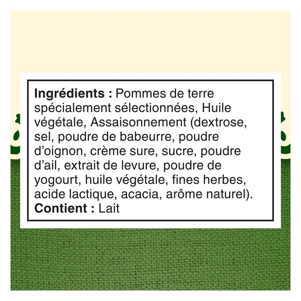Croustilles Crème Sûre, Fines Herbes et Oignon Miss Vickie's 200 g