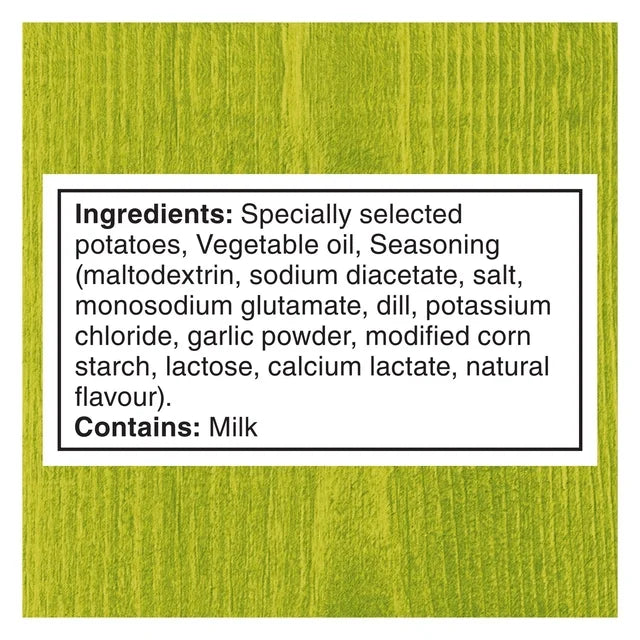 Ingredients list on a green background