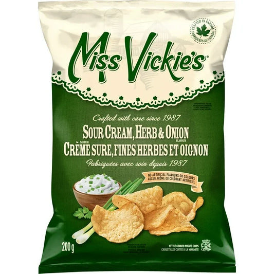 Croustilles Crème Sûre, Fines Herbes et Oignon Miss Vickie's 200 g