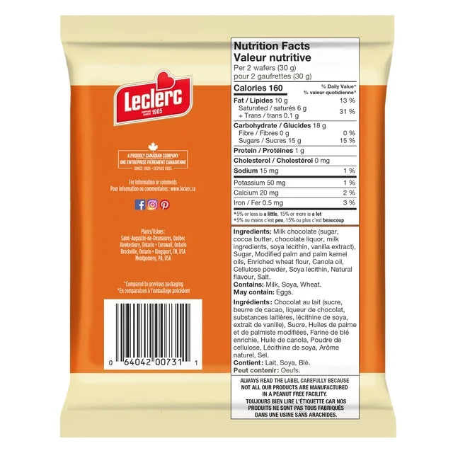 Leclerc Célébration Biscuits gaufrettes à la vanille (240G)