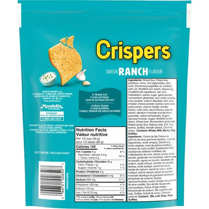 Biscuits salés Crispers saveur Ranch 145g