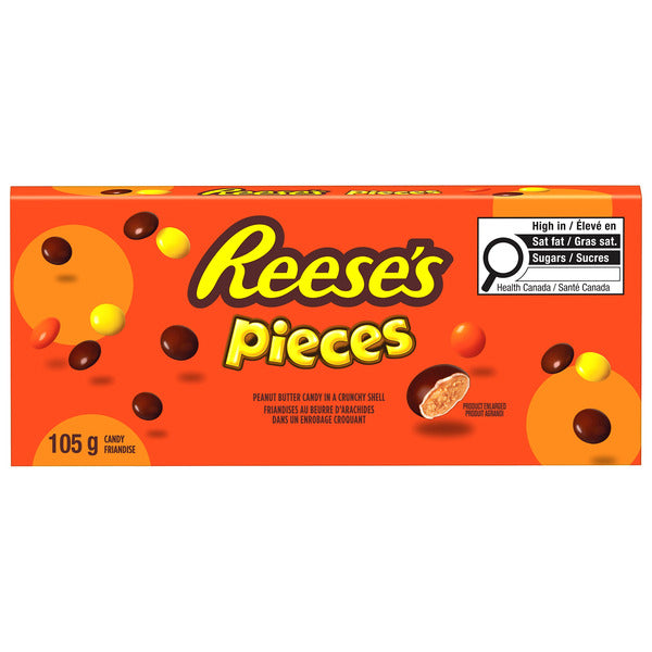 Box of Reese's Pieces candy on a white background