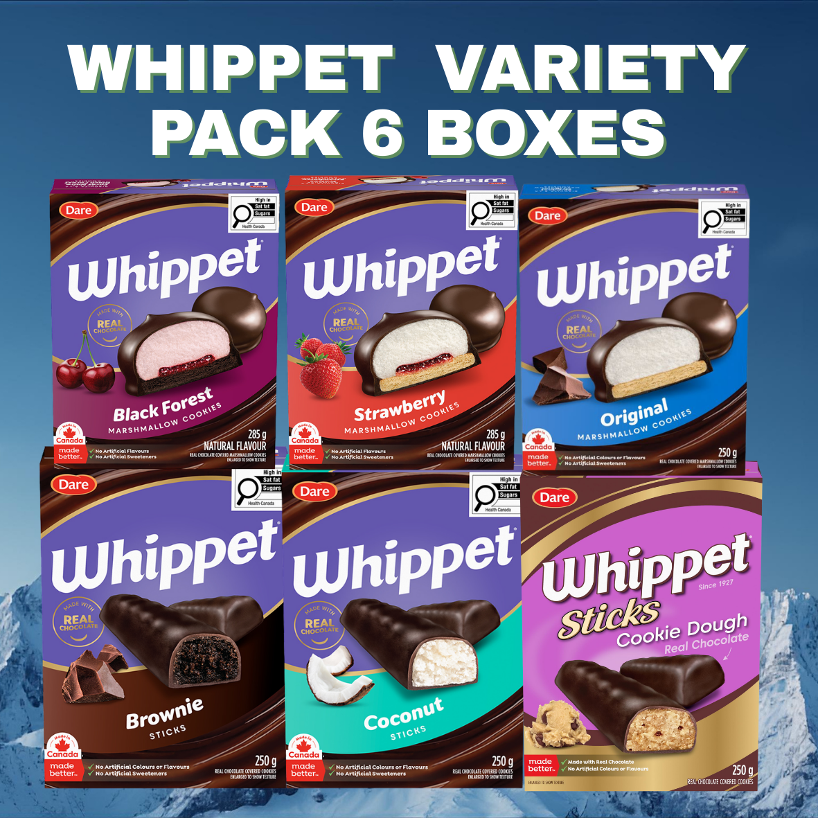 Paquet Variété Whippet - 6 boîtes grand format (1,6 kg / 3,5 lb)